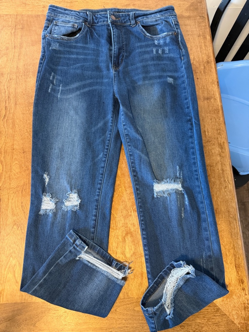 RISEN Distressed Women's Blue Denim Jeans